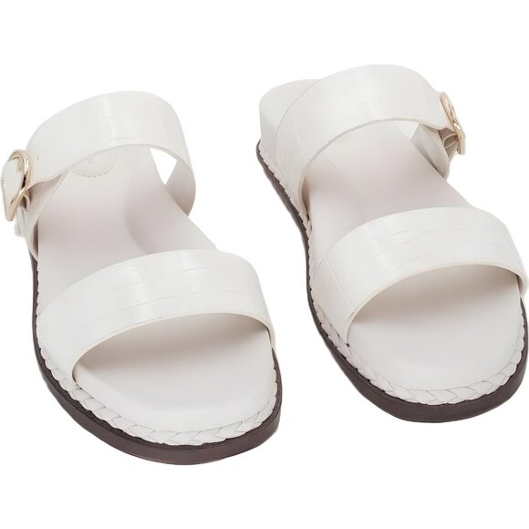 Giani Bernini Gianaa Double Band Memory Foam Slide Sandals White Croc US 9M - Picture 1 of 6